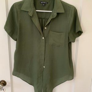 JCrew green shirt, size XS. button up and tie waist